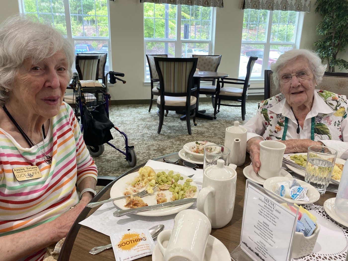 Lucy Duffy and another resident at Azalea Estates, after a Music & Light visit